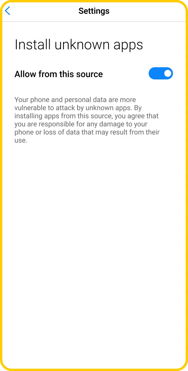 Enable unknown sources for the Android APK in your device settings.