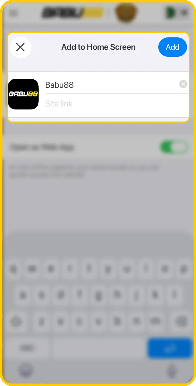 Confirm installation to finalize the Babu88 App setup on your iOS.