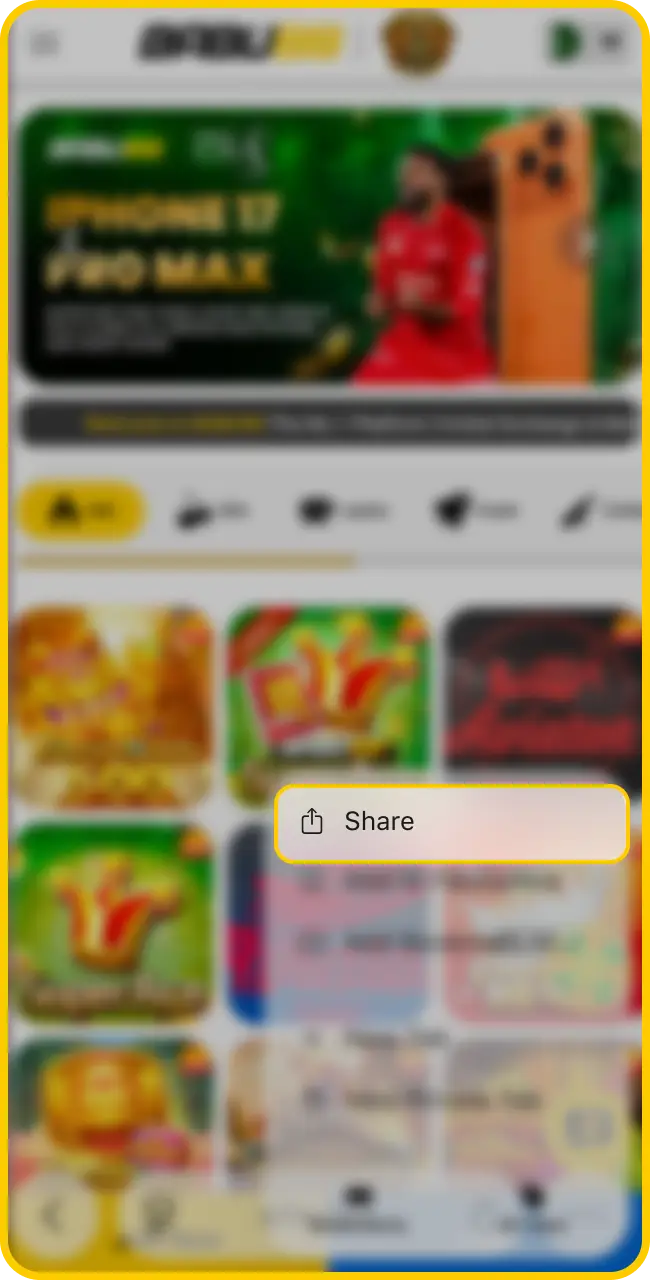 Tap the share icon to begin the iOS App setup process.