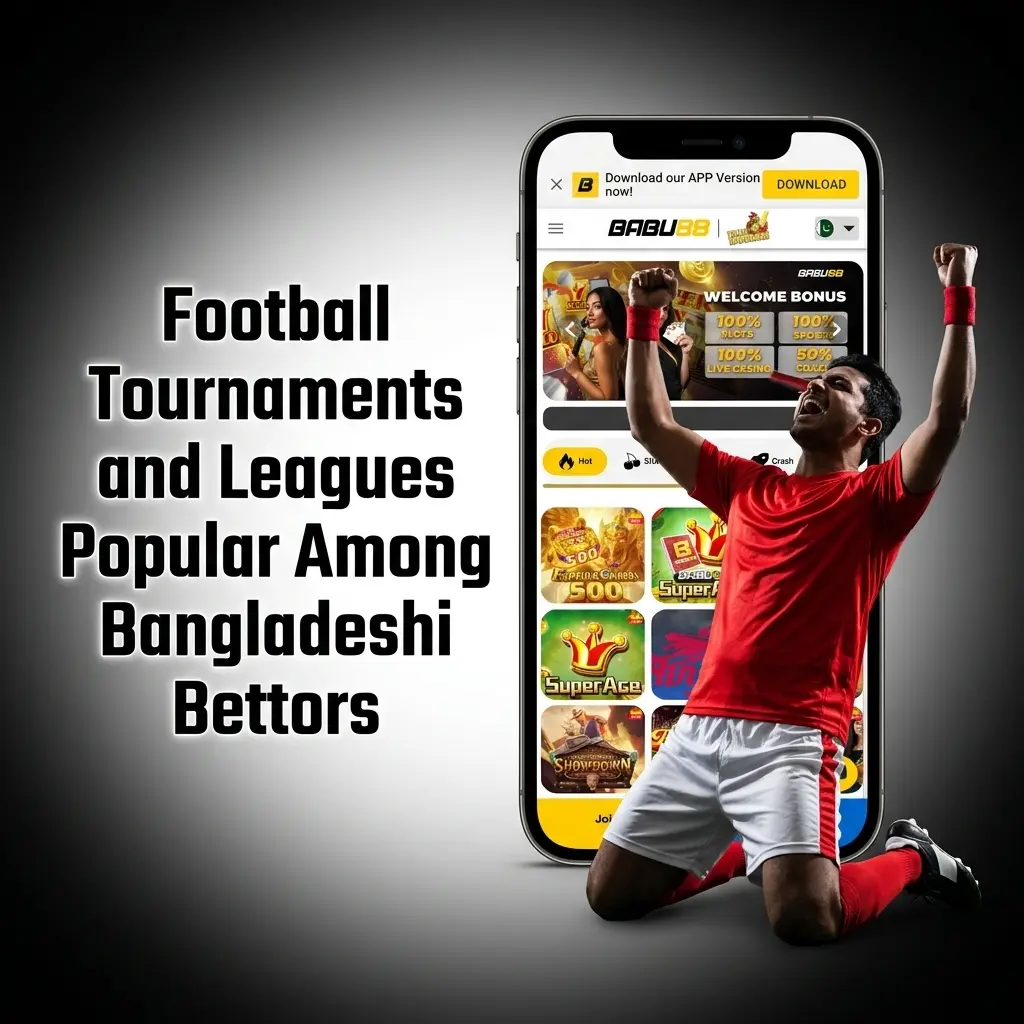 Football tournaments on Babu88 for Bangladeshi bettors including FIFA World Cup, EPL, UEFA Champions League, and BPL