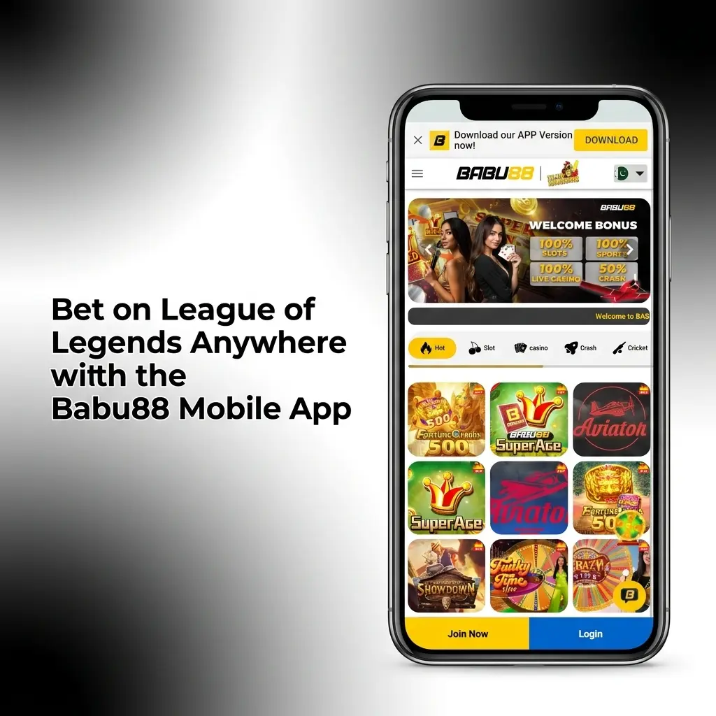 Babu88 mobile app open to League of Legends esports betting section on an Android smartphone in Bangladesh