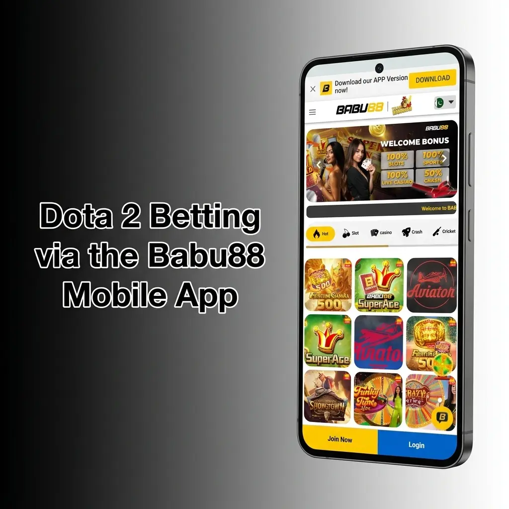 Babu88 mobile app interface showing Dota 2 betting markets with live odds and esports betting options in Bangladesh