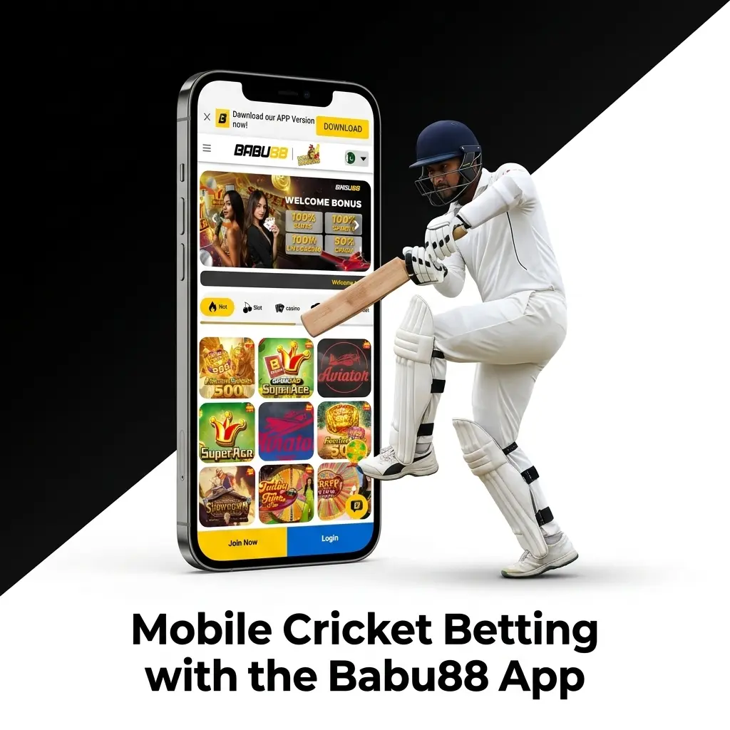 Babu88 mobile app interface showing cricket betting options for Android and iOS users in Bangladesh