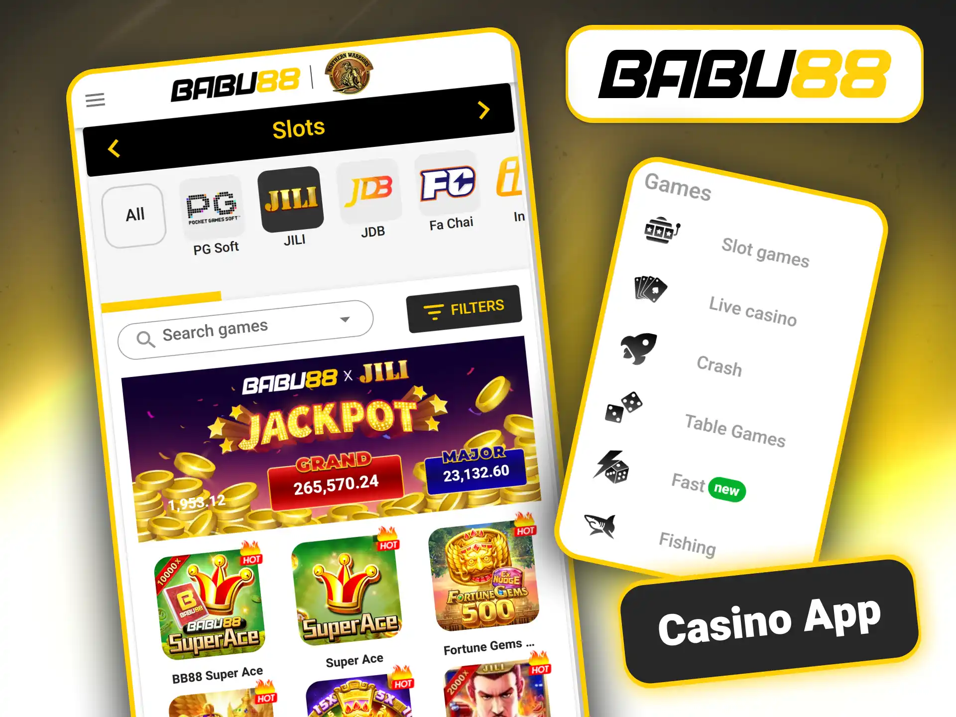 Play mobile slots and table games on Babu88 official app.
