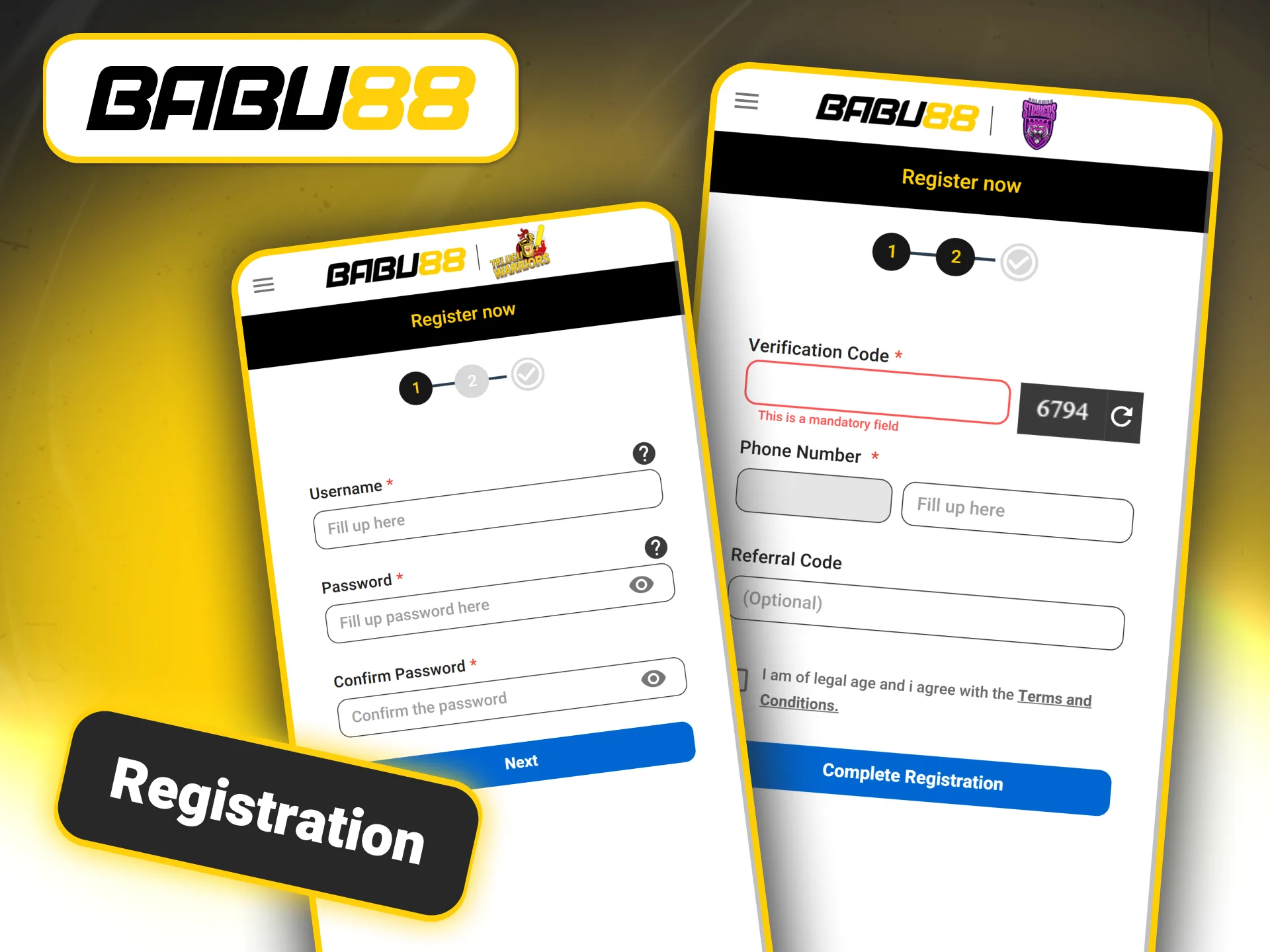 Create your new player account using the Babu88 official application.
