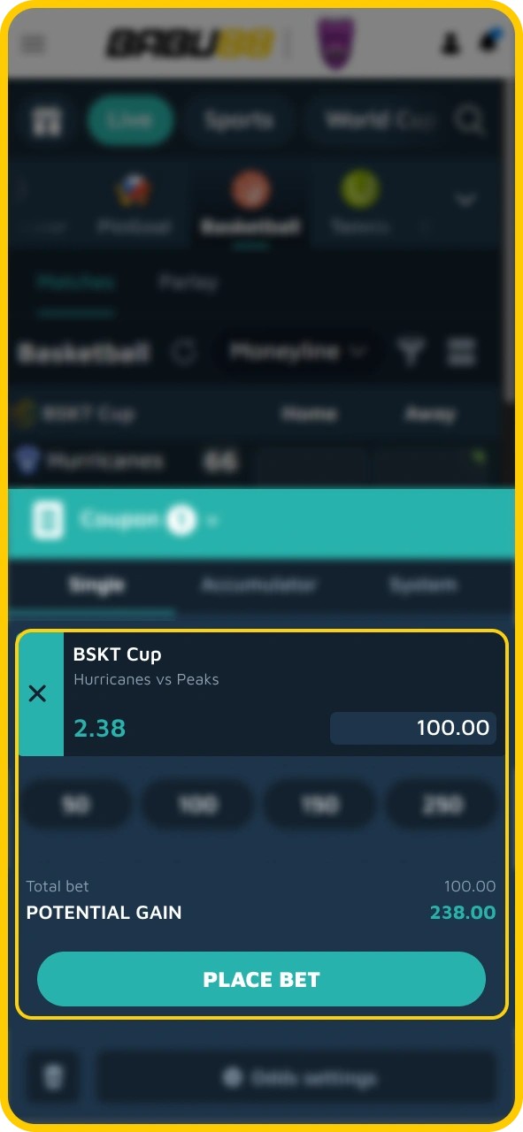 Confirm your custom basketball betting slip with Babu88 official.