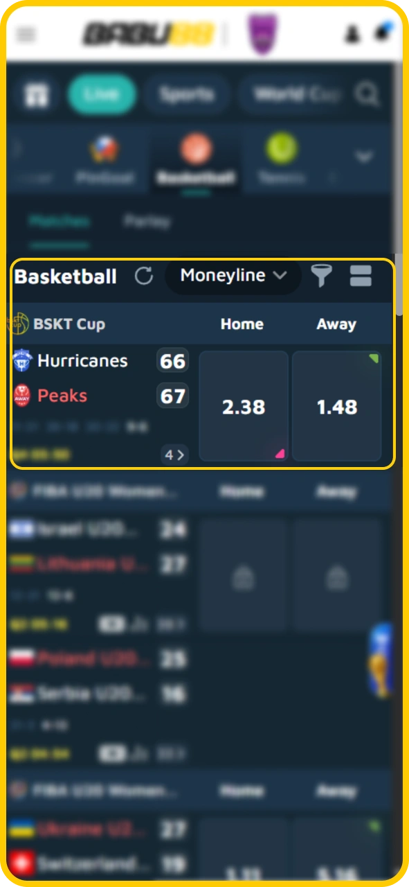 Browse available basketball matches directly on Babu88 official site.