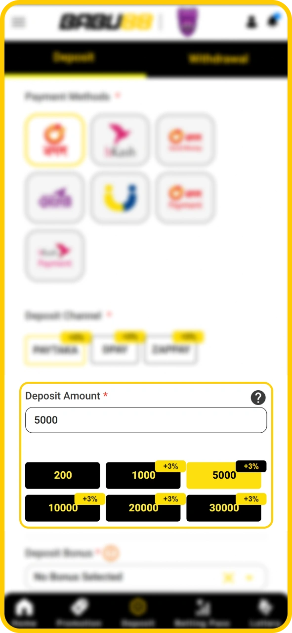 Transfer funds into your player wallet using Babu88 official cashier.