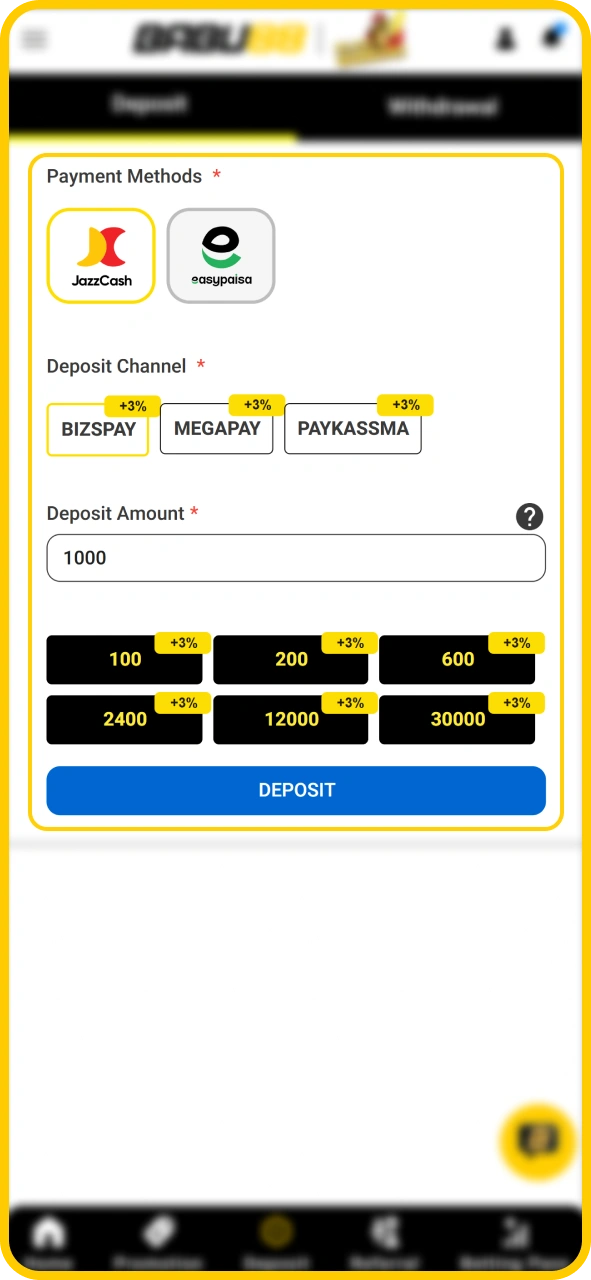 Add funds to your player wallet using Babu88 official cashier.