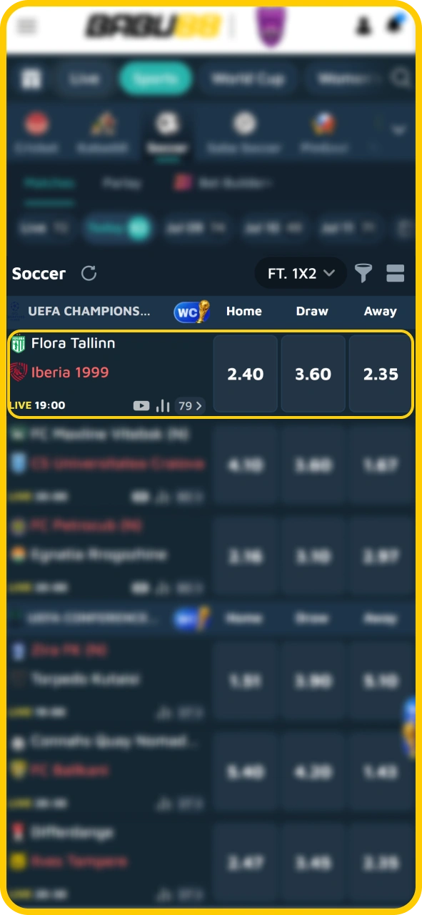 Choose your preferred sports betting markets inside Babu88 official.