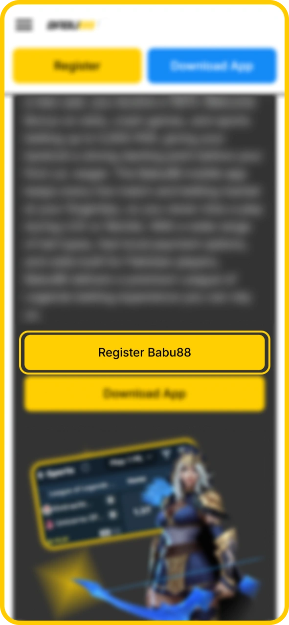 Complete your initial player registration form on Babu88 official site.