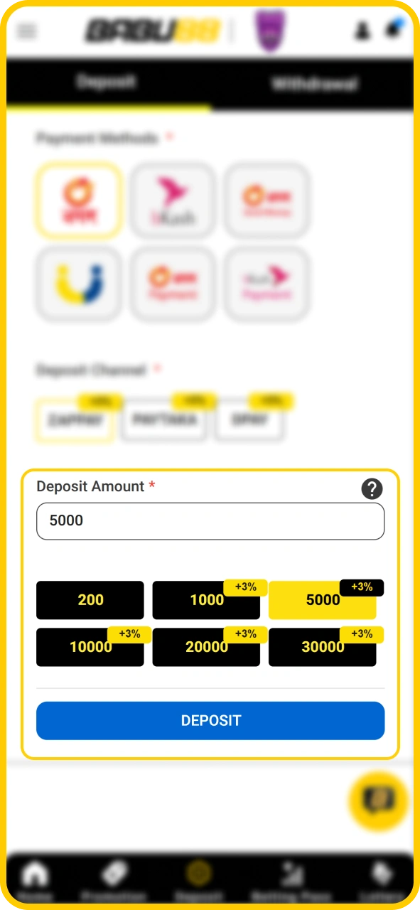 Add funds to your user profile on Babu88 official platform.