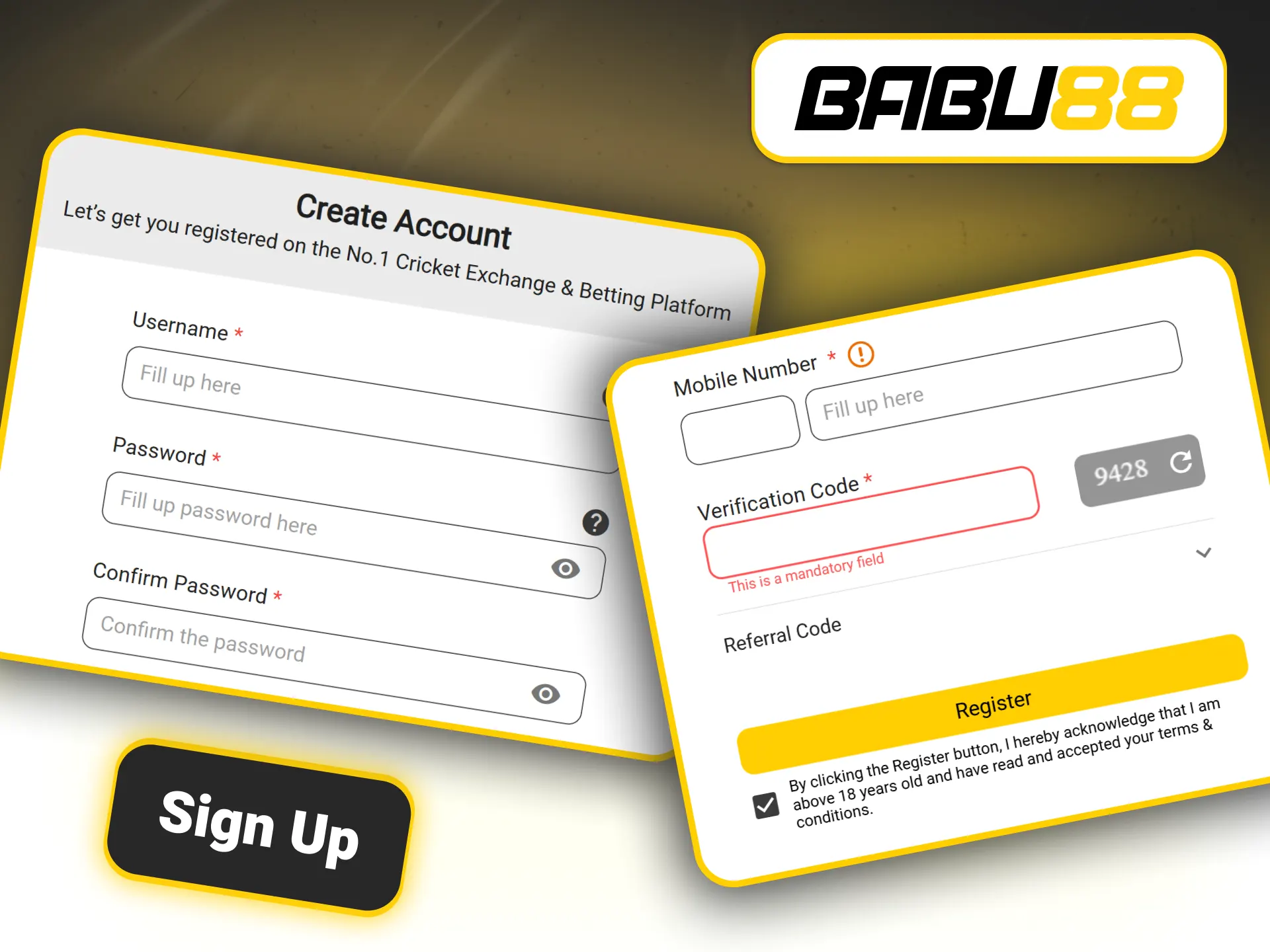 Complete the registration form on the Babu88 official website.