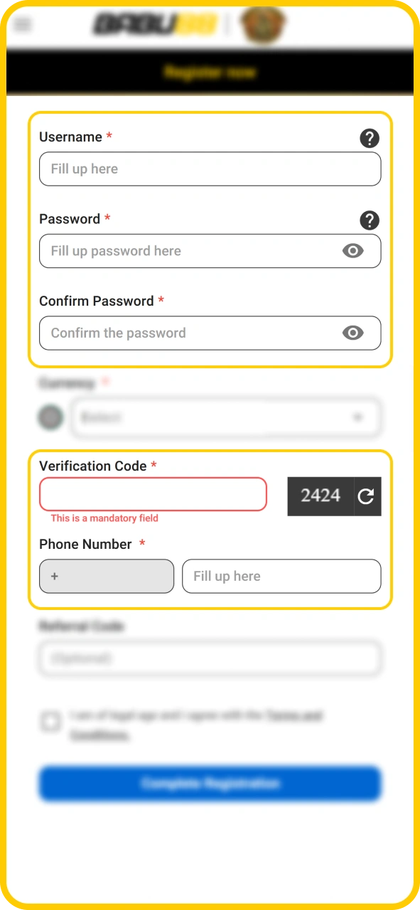 Enter your personal profile data into the Babu88 official form.