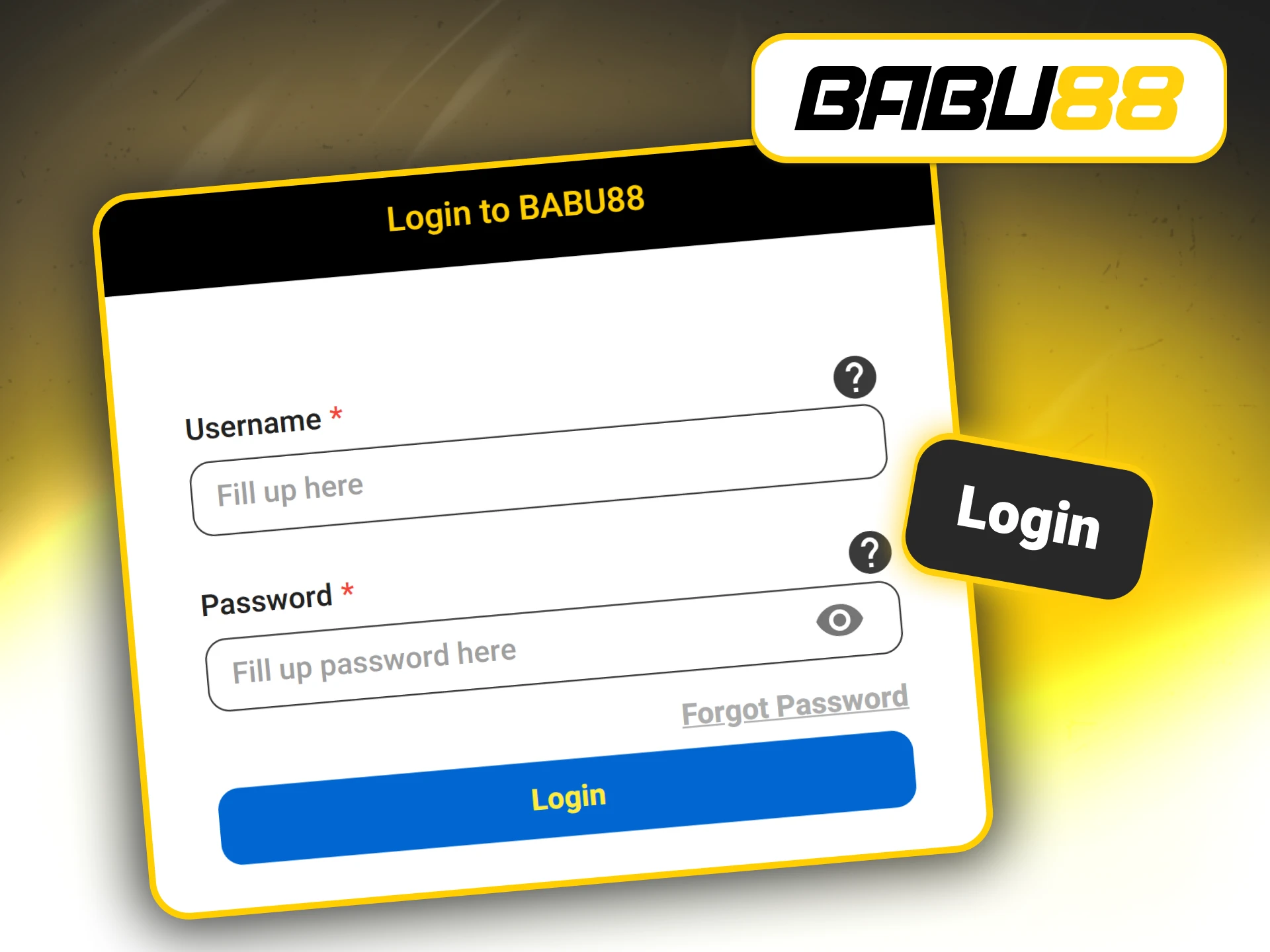 Enter your player credentials to sign in on Babu88 official.